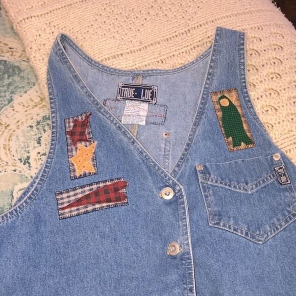 Vintage True Blue size 6 denim patchwork dress - Picture 5 of 7